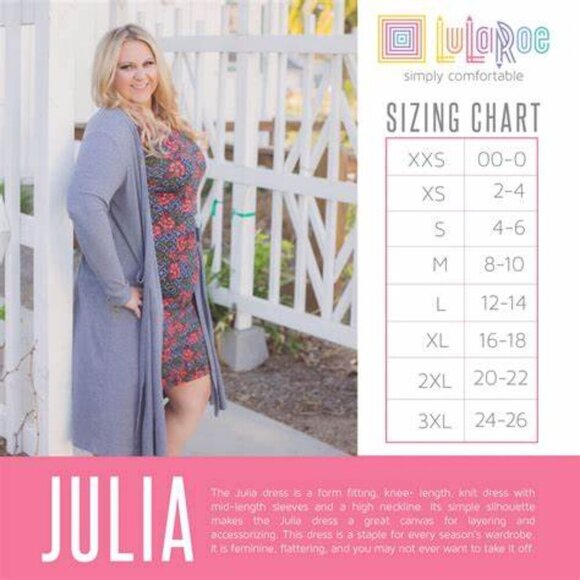 LuLaRoe NWT Julia Dress Size XXS (00-0) - Picture 6 of 6